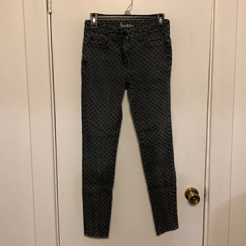 Boden the So-Ho gray with black polka dots skinny jeans Size 4R